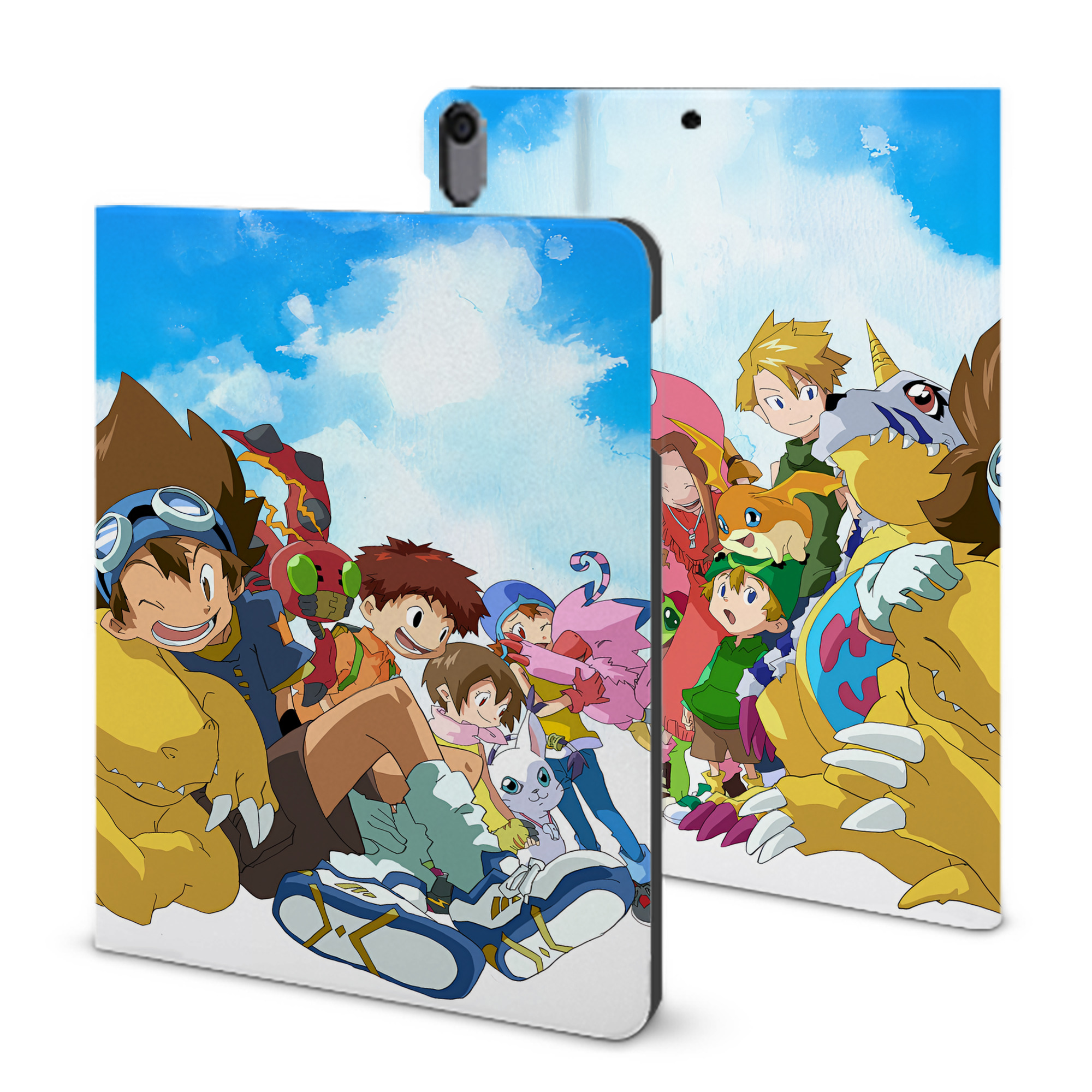（画像用） Digimon デジタルモンスター/デジモン IPad ケース ブック型 PUレザー TPU 耐衝撃 軽量 薄型 ペン収納なし 全面保護 IPad 各モデル対応